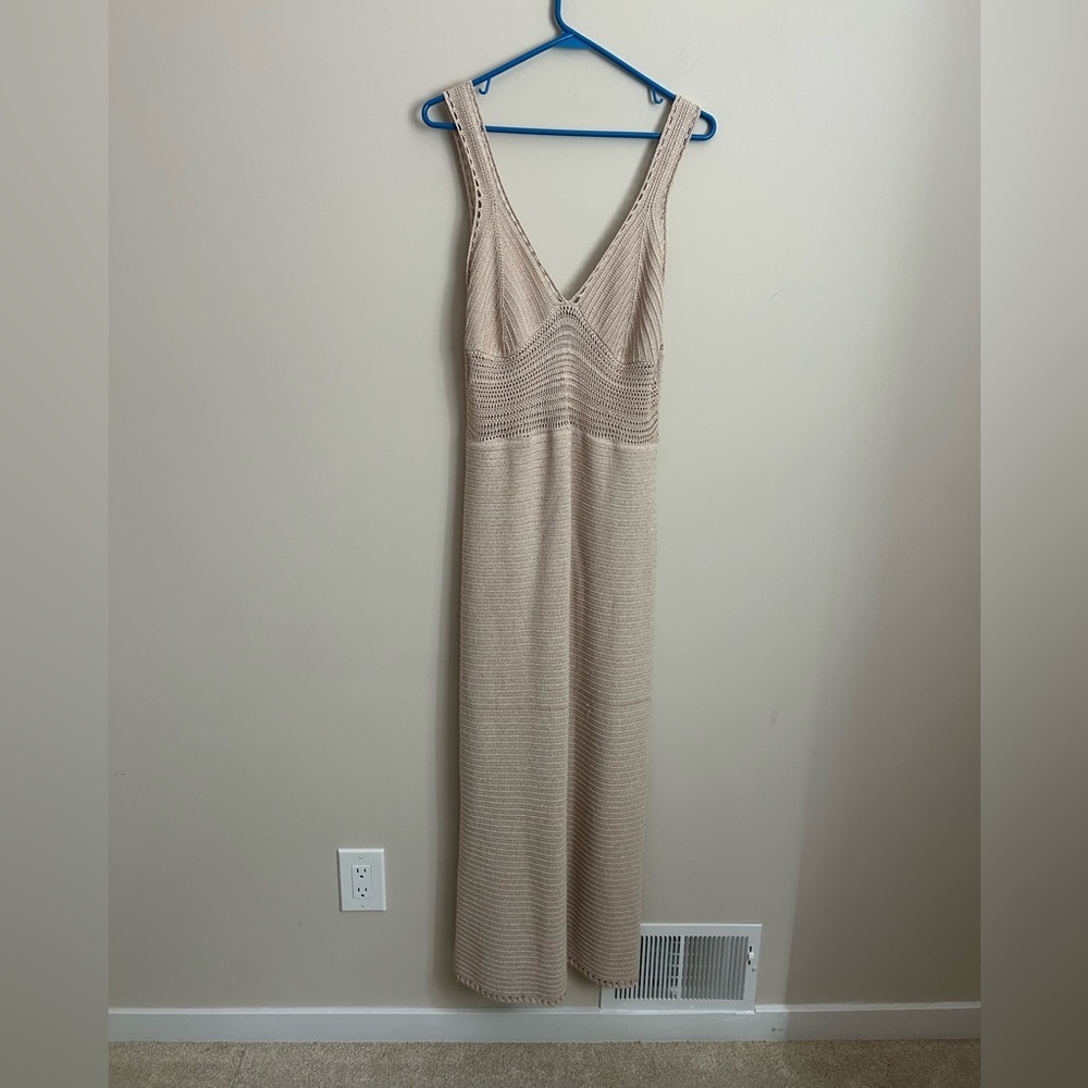 Ronny Kobo Tan Macrame Maxi Dress Size XL